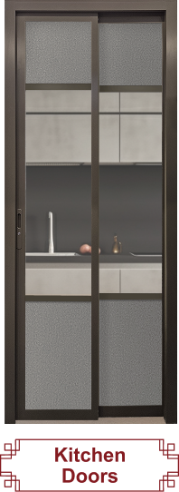 Beige Grey Classy Invisible VG Hinge Slide & Swing Door with lattice design and waterproof aluminium opaque panel (Supreme Grey Cloth) and Laminated Safety Clear Glass